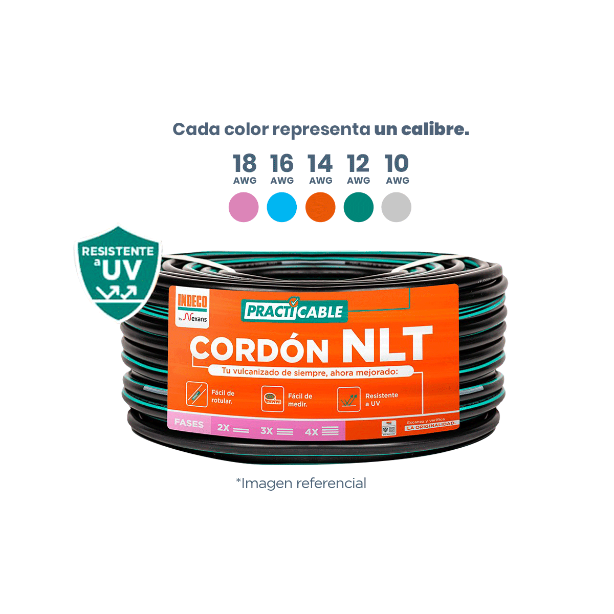 CABLE VULCANIZADO NLT 2X18 AWG INDECO - ROLLO X 100M